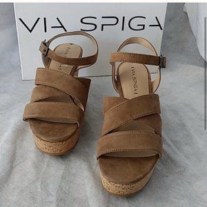 Via Spiga Kendall Brown Wedge Sandal
